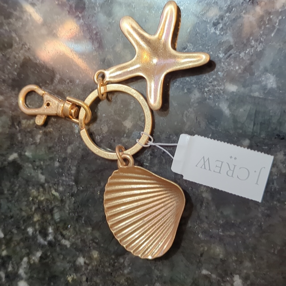 NWT 🐚 J. CREW ⛱️🌞🌊🏝️🐚"SEA SHELL"🐚🏝️🌊🌞⛱️ GOLD TONE KEYCHAIN "great🎁!" - Picture 4 of 4